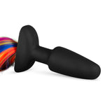 Silicone Butt Plug With Tail - Rainbow